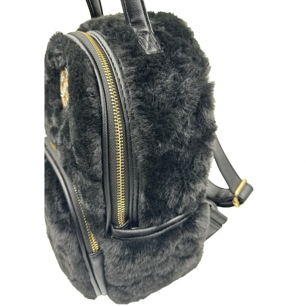 Juicy Couture Let's Get Cozy Backpack Plush Furry in Black Liquorice
